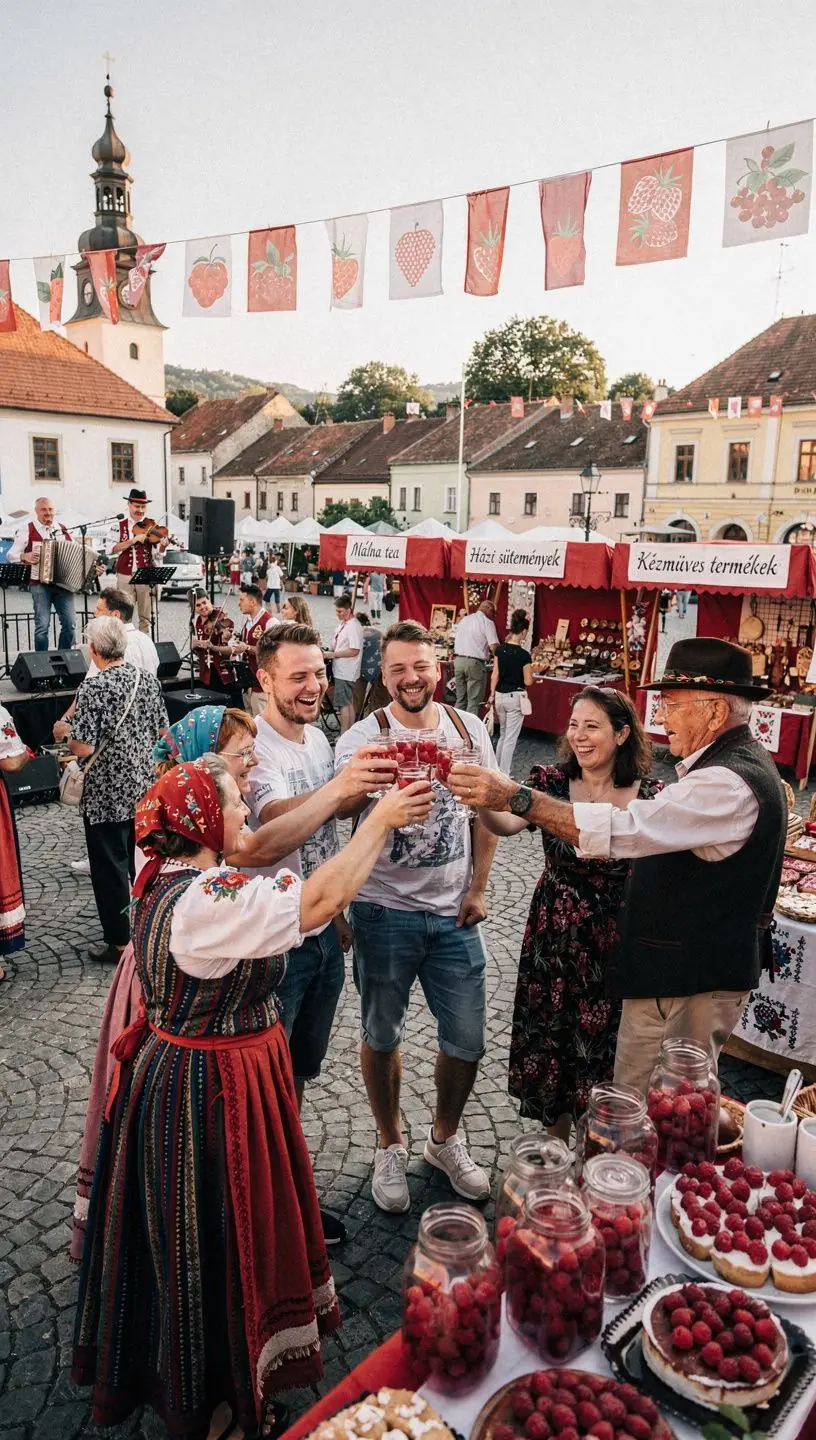 Málna levél teakeverék, amelyben különböző bogyók találhatók.