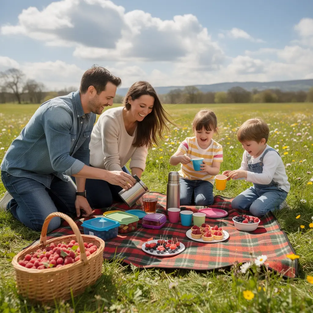 Málna levélből készült tea, friss gyümölcsök látványával.